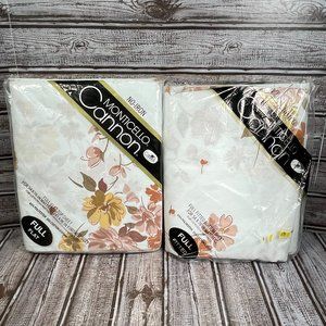 Vtg CANNON MONTICELLO Full Dbl Flat & Fitted Sheet Set Corry Brown Color Way NEW